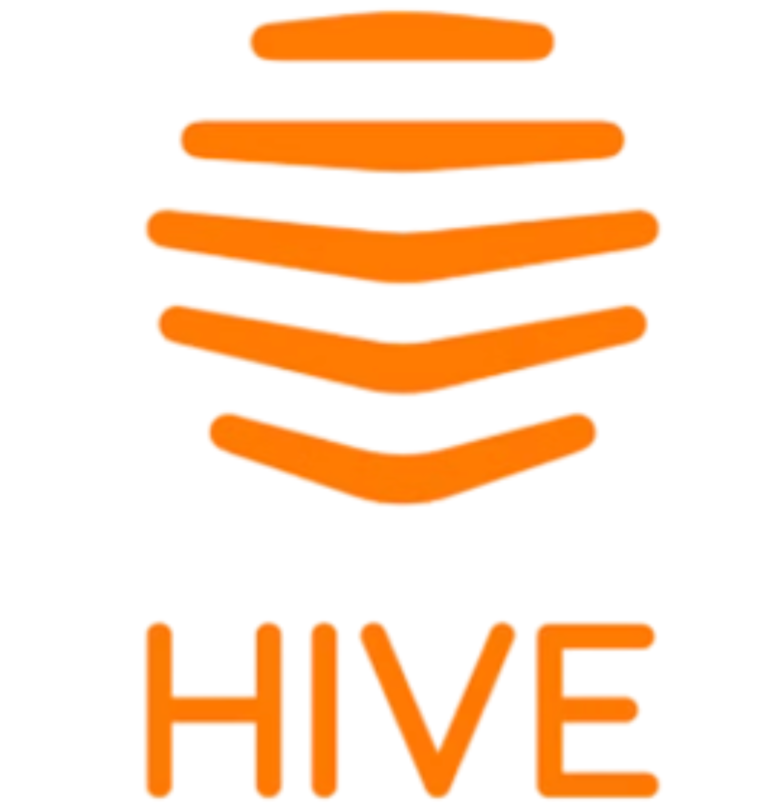 Hive logo – orange layered hexagon stack icon on white background