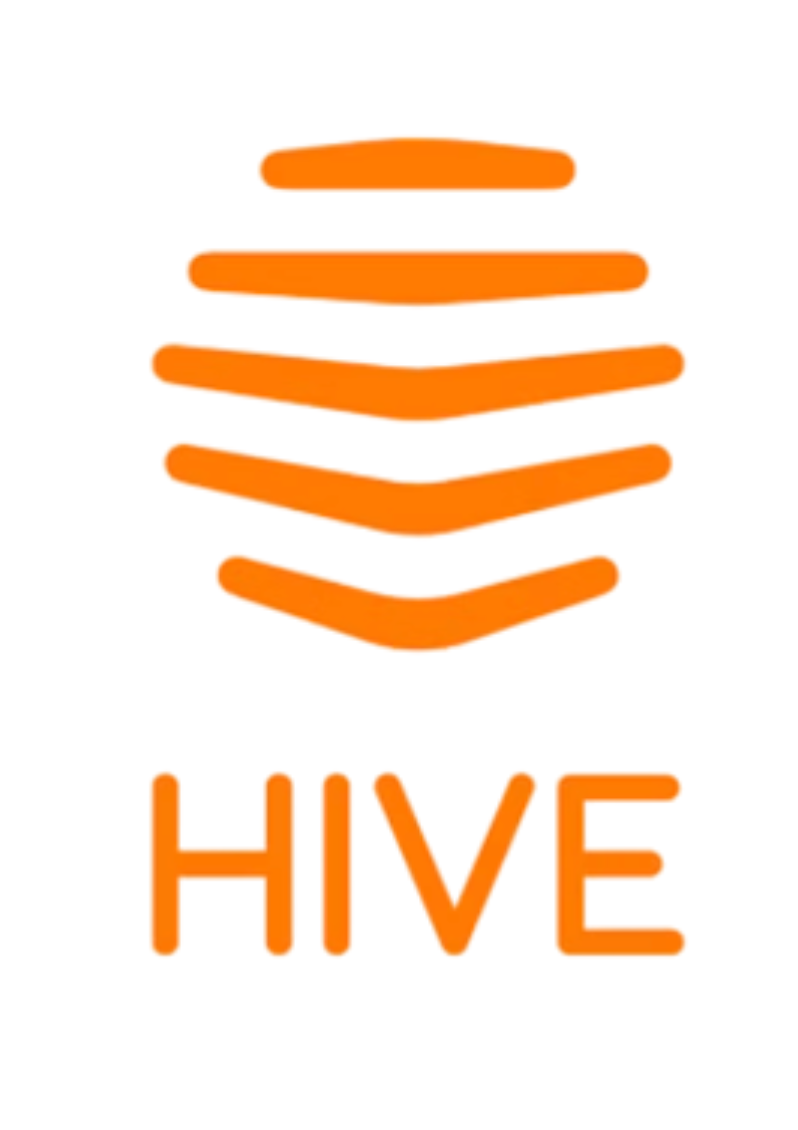 Hive logo – orange layered hexagon stack icon on white background