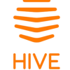 Hive logo – orange layered hexagon stack icon on white background